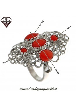 Anello Primula 5 Coralli 