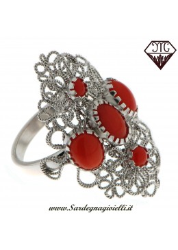 Anello Primula 5 Coralli 