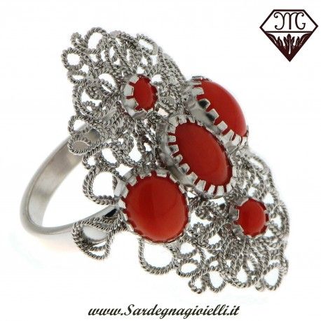 Anello Primula 5 Coralli 
