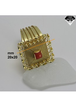 Anello corbula quadra corallo