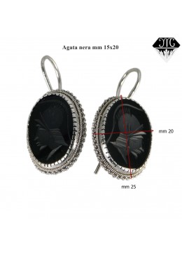 Orecchini in filigrana sarda con agate incise con testa di guerriero